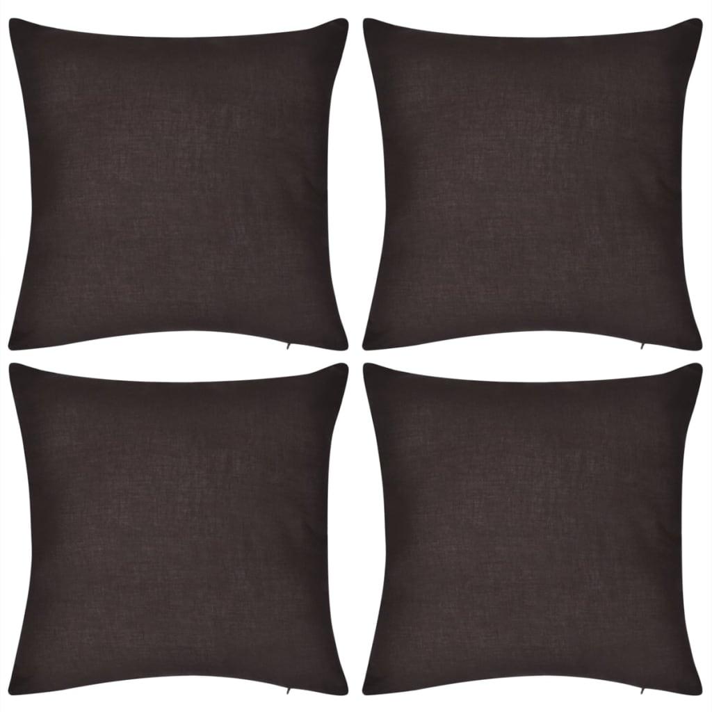 4 brune pudebetræk i bomuld 50 x 50 cm
