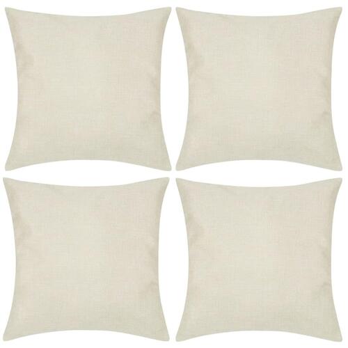 4 Beige pudebetræk linen-look 80 x 80 cm