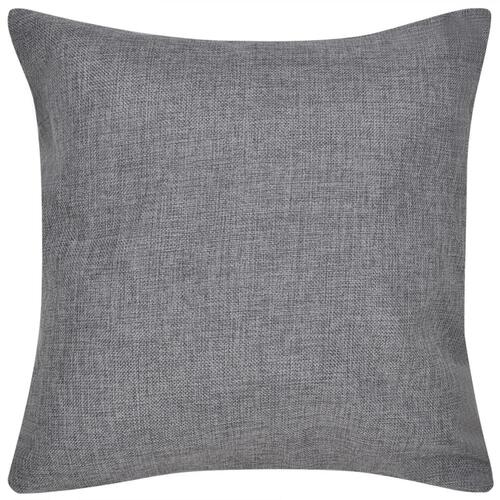 4 antracitgrå pudebetræk, linned-look 40 x 40 cm