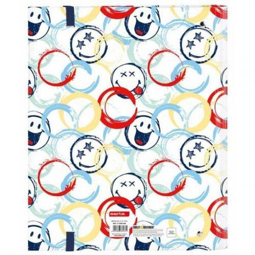 Smiley ringbind - Multifarvet, 4 ringe, 27 × 32 × 3,5 cm