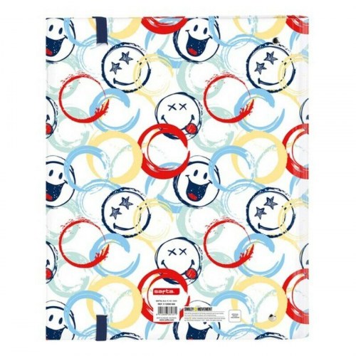 Smiley ringbind - Multifarvet, 4 ringe, 27 × 32 × 3,5 cm
