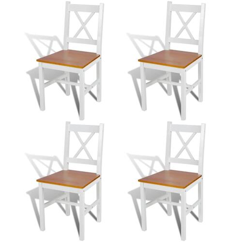 Spisebordsstole 4 stk. fyrretræ hvid