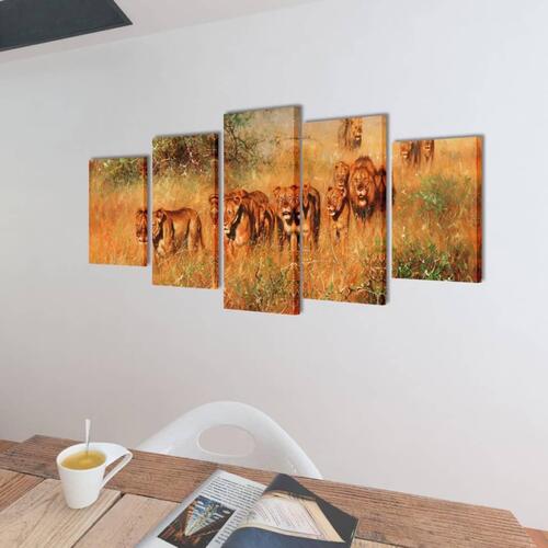 Lærredsbillede 100x50 cm løve sæt