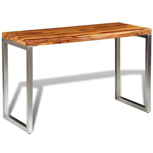 Spisebord/skrivebord massivt sheeshamtræ stålben