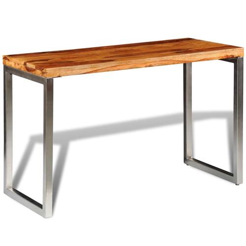 Spisebord/skrivebord massivt sheeshamtræ stålben