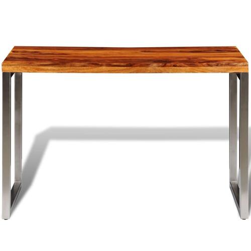 Spisebord/skrivebord massivt sheeshamtræ stålben
