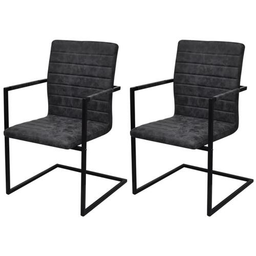 Spisebordsstole med cantilever 2 stk. kunstlæder sort