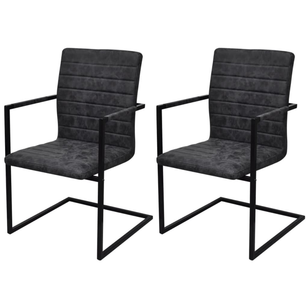 Spisebordsstole med cantilever 2 stk. kunstlæder sort