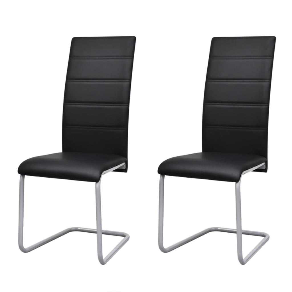 Spisebordsstole med cantilever 2 stk. kunstlæder sort