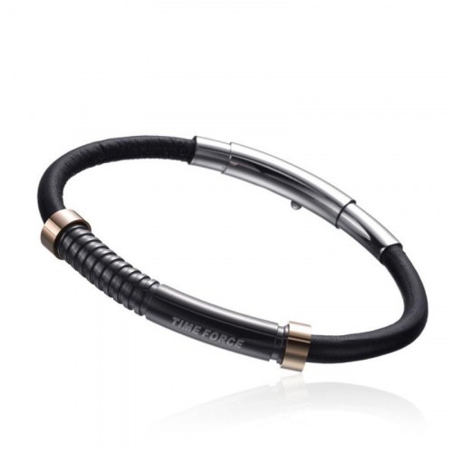 Time Force TS5096BR23 armbånd til mænd - 21 cm, sort naturgummi
