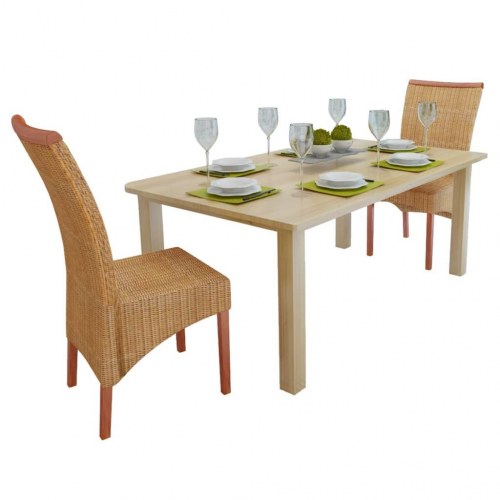 Spisebordsstole 2 stk. naturligt rattan brun