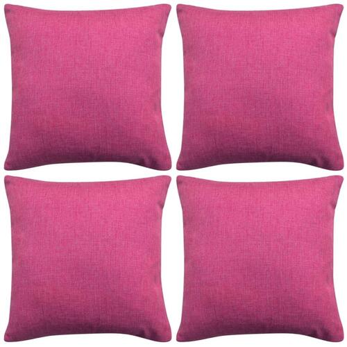 4 stk. pudebetræk linned-look pink 80x80 cm