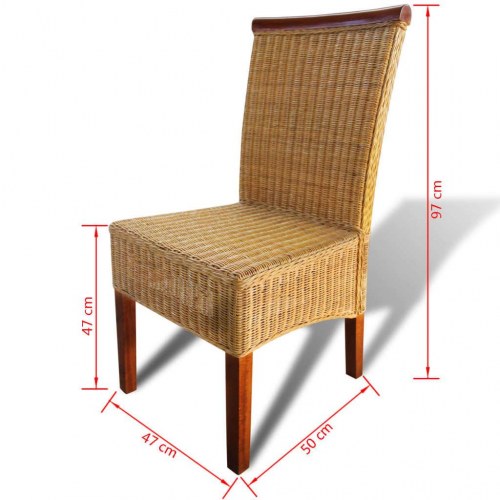 Spisebordsstole 2 stk. naturligt rattan brun