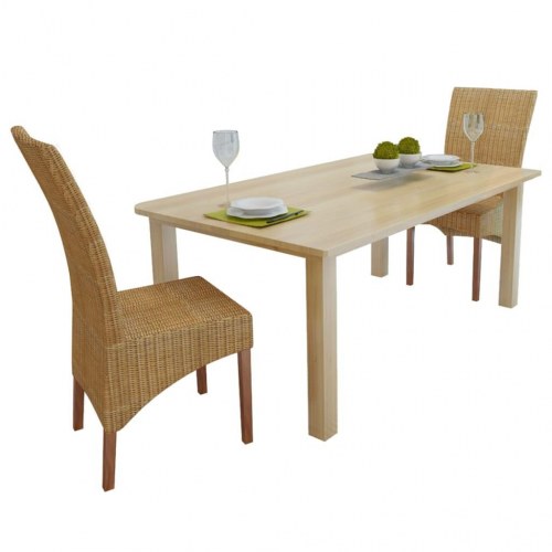Spisebordsstole 2 stk. naturligt rattan brun
