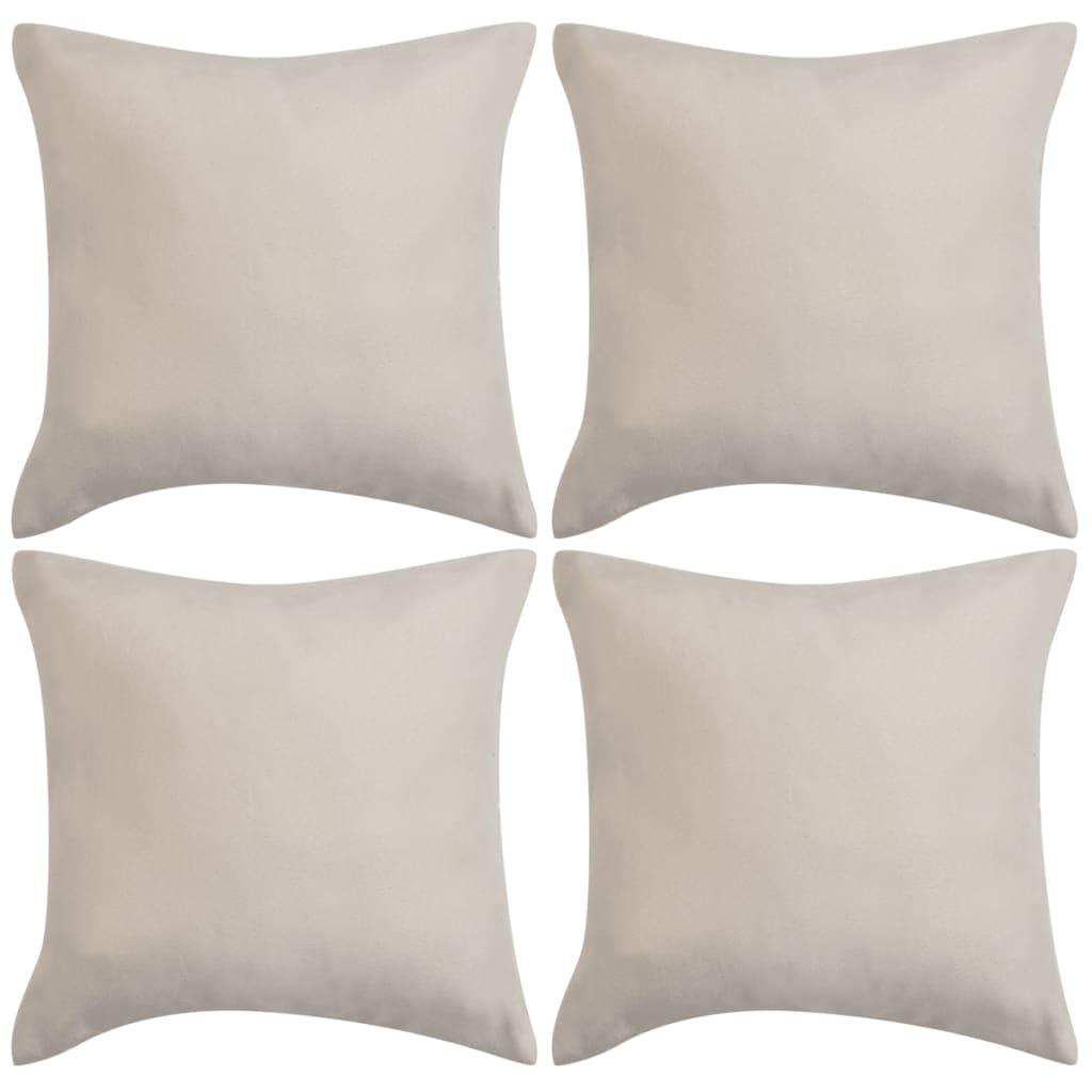 Pudebetræk 4 stk. 40x40 cm polyester imiteret ruskind beige