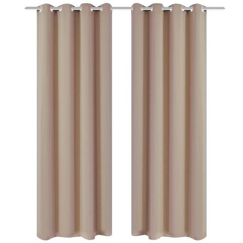Lysdæmpende gardiner 2 stk. med metalsnøreringe 135x175 cm cremefarvet