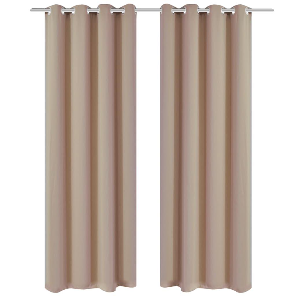 Lysdæmpende gardiner 2 stk. med metalsnøreringe 135x175 cm cremefarvet