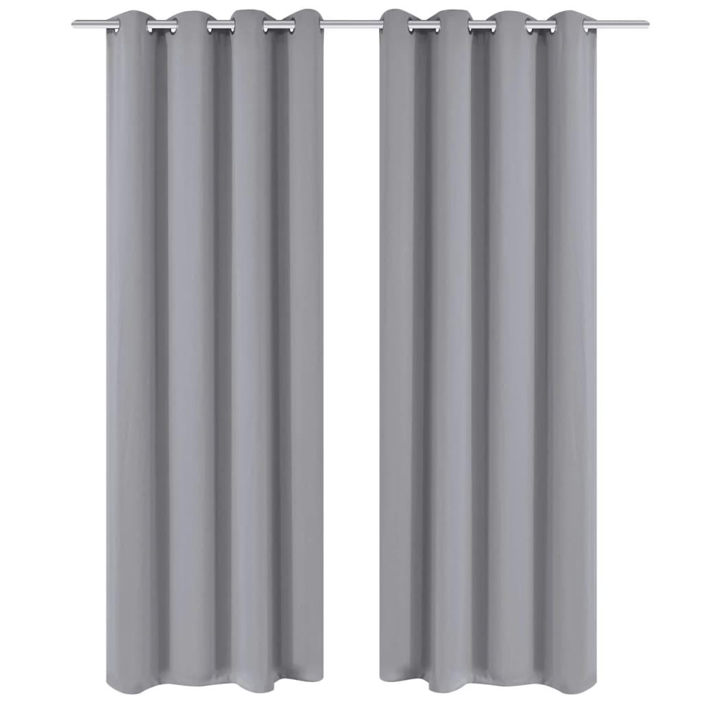 Lysdæmpende gardiner 2 stk. med metalsnøreringe 135x175 cm grå