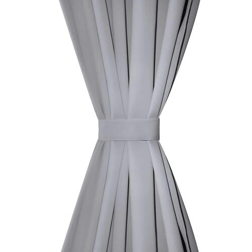 Lysdæmpende gardiner 2 stk. med metalsnøreringe 135x175 cm grå