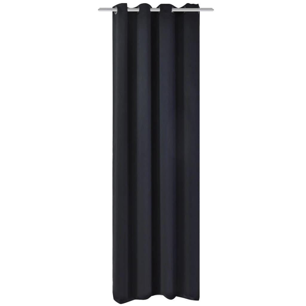 Mørklægningsgardin med metalsnøreringe 270x245 cm sort