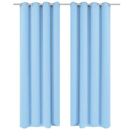 Lysdæmpende gardiner 2 stk. med metalsnøreringe 135x175 cm turkis