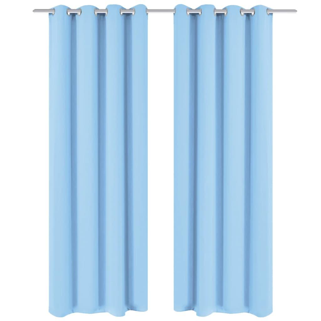Lysdæmpende gardiner 2 stk. med metalsnøreringe 135x175 cm turkis