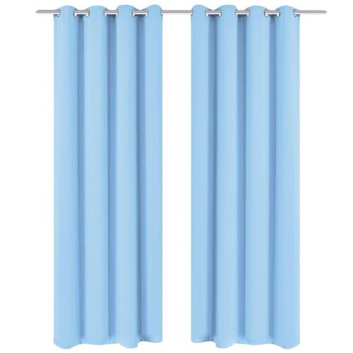 Lysdæmpende gardiner 2 stk. med metalsnøreringe 135x245 cm turkis