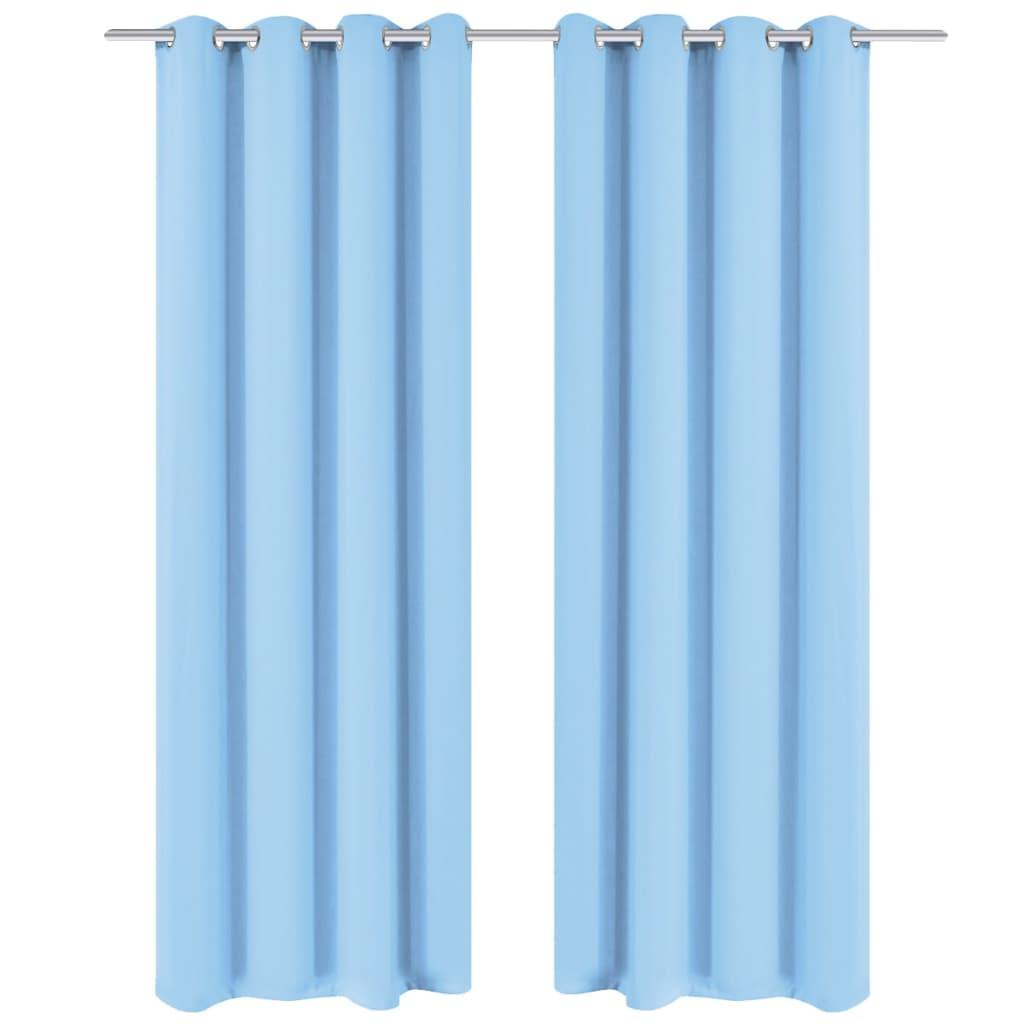 Lysdæmpende gardiner 2 stk. med metalsnøreringe 135x245 cm turkis