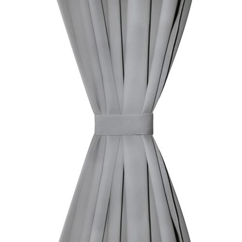 Gardiner i mikro-satin 2 stk. med løkker 140 x 175 cm grå