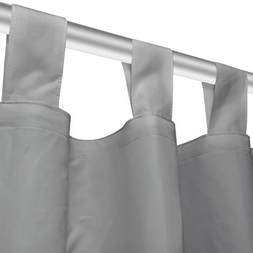 Gardiner i mikro-satin 2 stk. med løkker 140 x 175 cm grå