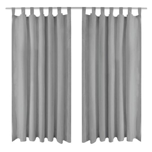 Gardiner i mikro-satin 2 stk. med løkker 140 x 225 cm grå