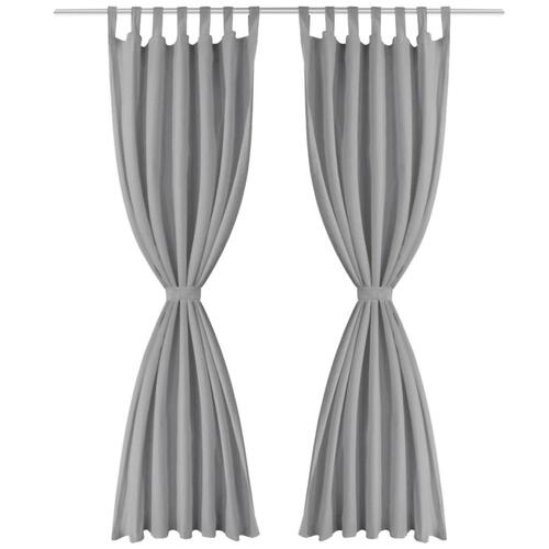 Gardiner i mikro-satin 2 stk. med løkker 140 x 225 cm grå
