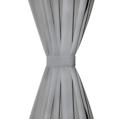 Gardiner i mikro-satin 2 stk. med løkker 140 x 225 cm grå