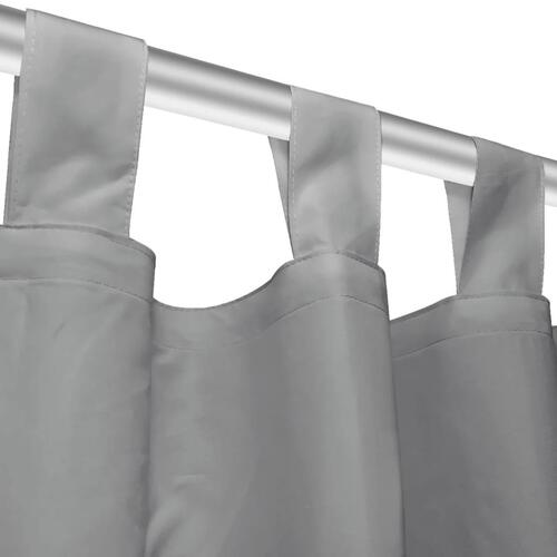 Gardiner i mikro-satin 2 stk. med løkker 140 x 225 cm grå