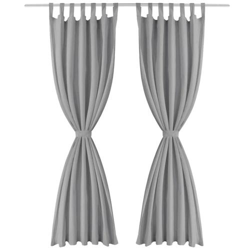 Gardiner i mikro-satin 2 stk. med løkker 140 x 245 cm grå