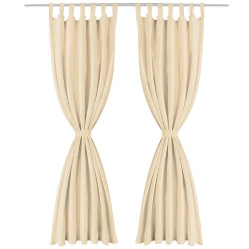 Gardiner i mikro-satin 2 stk. med løkker 140 x 175 cm beige