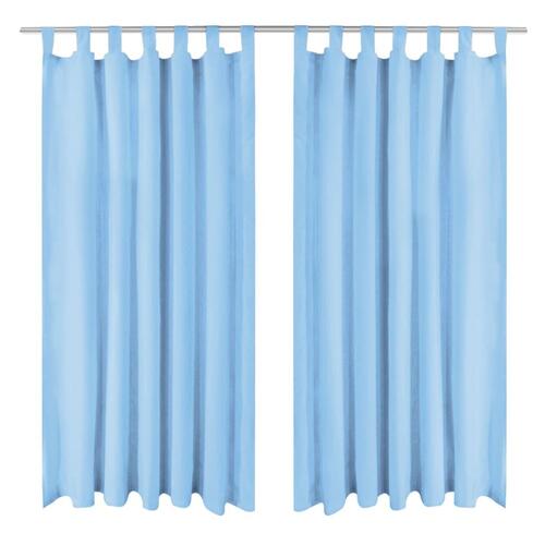 Gardiner i mikro-satin 2 stk. med løkker 140 x 175 cm turkis