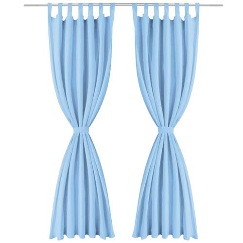 Gardiner i mikro-satin 2 stk. med løkker 140 x 175 cm turkis