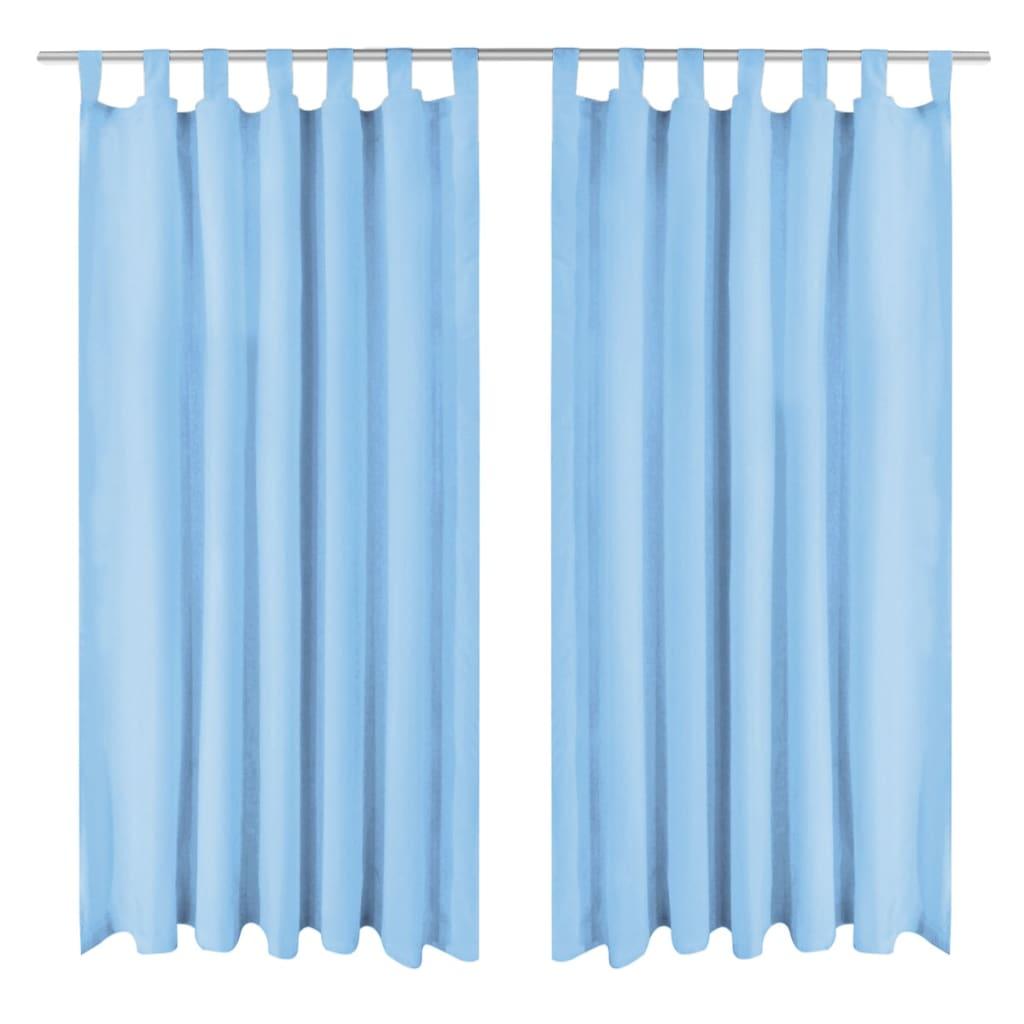 Gardiner i mikro-satin 2 stk. med løkker 140 x 225 cm turkis