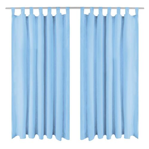 Gardiner i mikro-satin 2 stk. med løkker 140 x 245 cm turkis