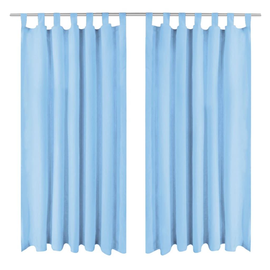 Gardiner i mikro-satin 2 stk. med løkker 140 x 245 cm turkis