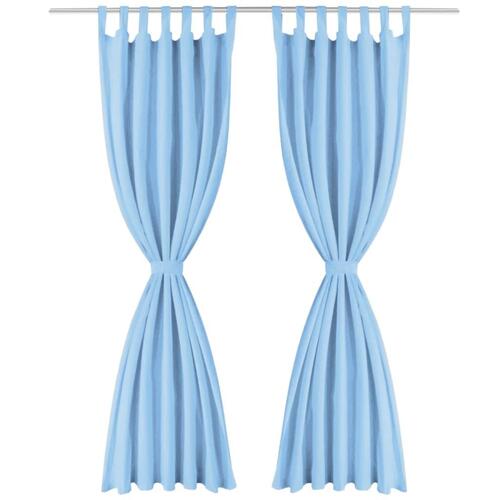 Gardiner i mikro-satin 2 stk. med løkker 140 x 245 cm turkis