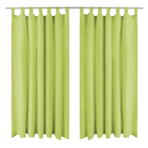 Gardiner i mikro-satin 2 stk. med løkker 140 x 175 cm grøn
