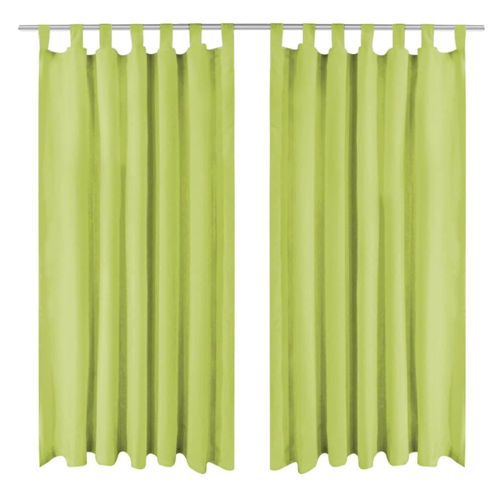 Gardiner i mikro-satin 2 stk. med løkker 140 x 175 cm grøn