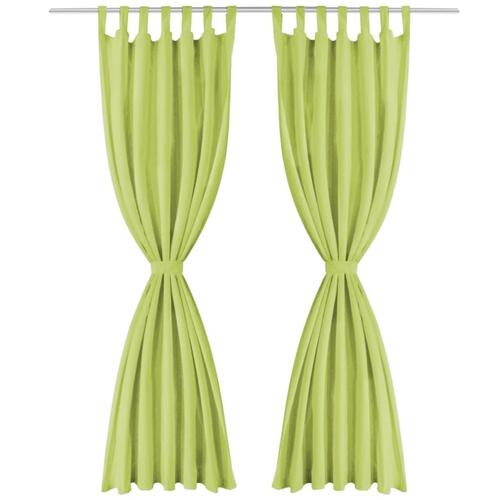 Gardiner i mikro-satin 2 stk. med løkker 140 x 175 cm grøn