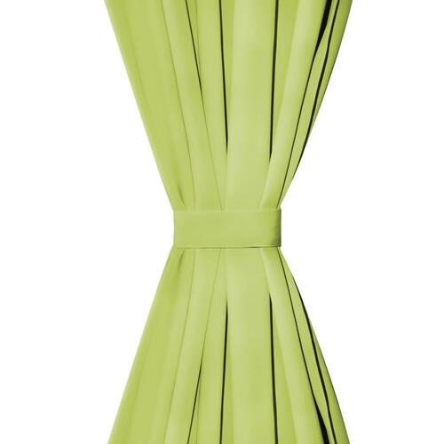 Gardiner i mikro-satin 2 stk. med løkker 140 x 175 cm grøn