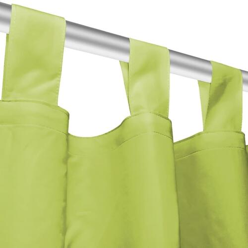 Gardiner i mikro-satin 2 stk. med løkker 140 x 175 cm grøn