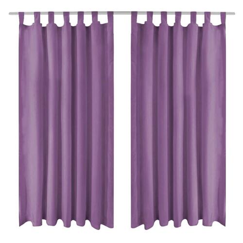 Gardiner i mikro-satin 2 stk. med løkker 140 x 175 cm lilla
