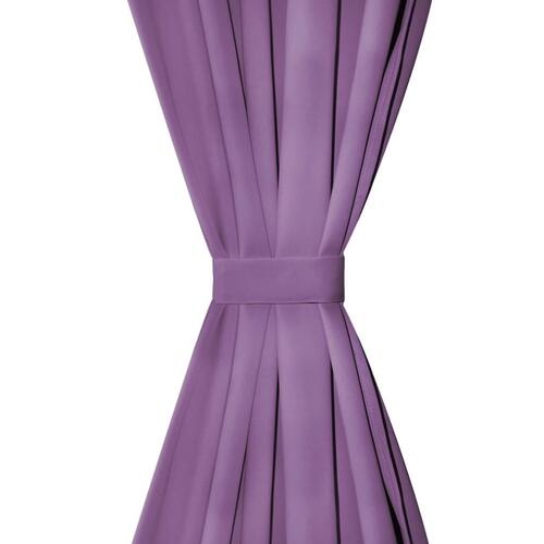 Gardiner i mikro-satin 2 stk. med løkker 140 x 175 cm lilla