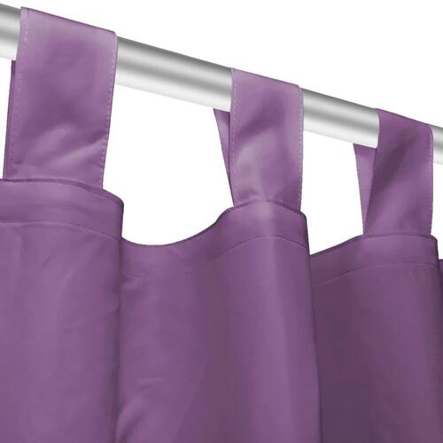 Gardiner i mikro-satin 2 stk. med løkker 140 x 175 cm lilla